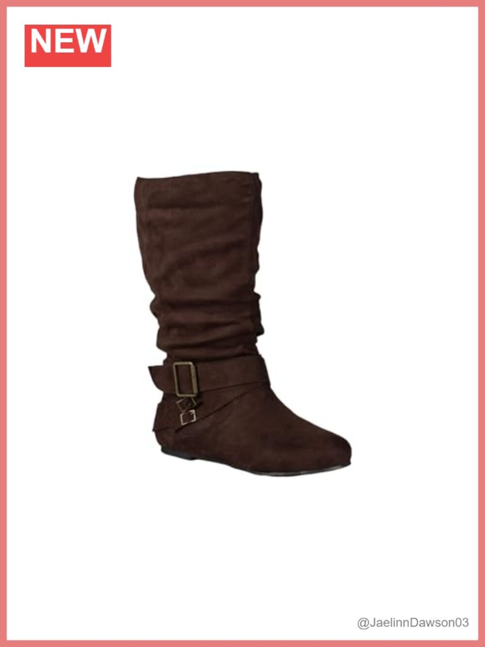 Wide Calf Pull-On Mid-Calf Boots Faux Suede Round Toe Flat